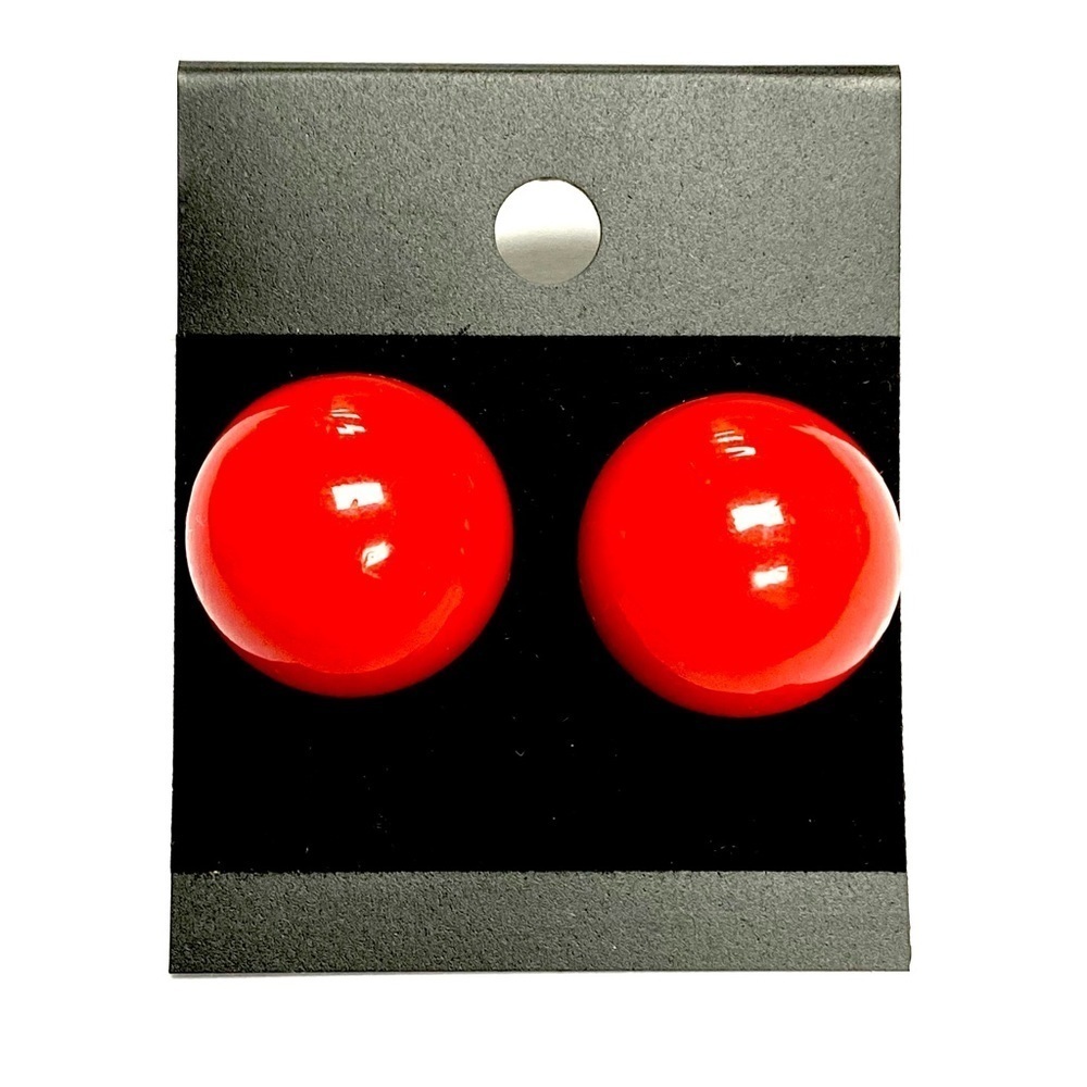 Vintage Untested Red Bakelite Button Pierced Earr… - image 4